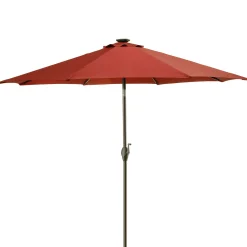 Clearance 9 ft. Red Umbrella with Solar Power LED Lights Patio Furniture