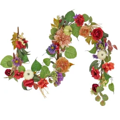 Sale 6 ft. Serenity Mixed Flower and Pumpkins Fall Garland Garlands