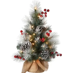 Online 2 ft. Snowy Glacier Pine Tree with Warm White LED Lights Tabletop|Under 5 Feet