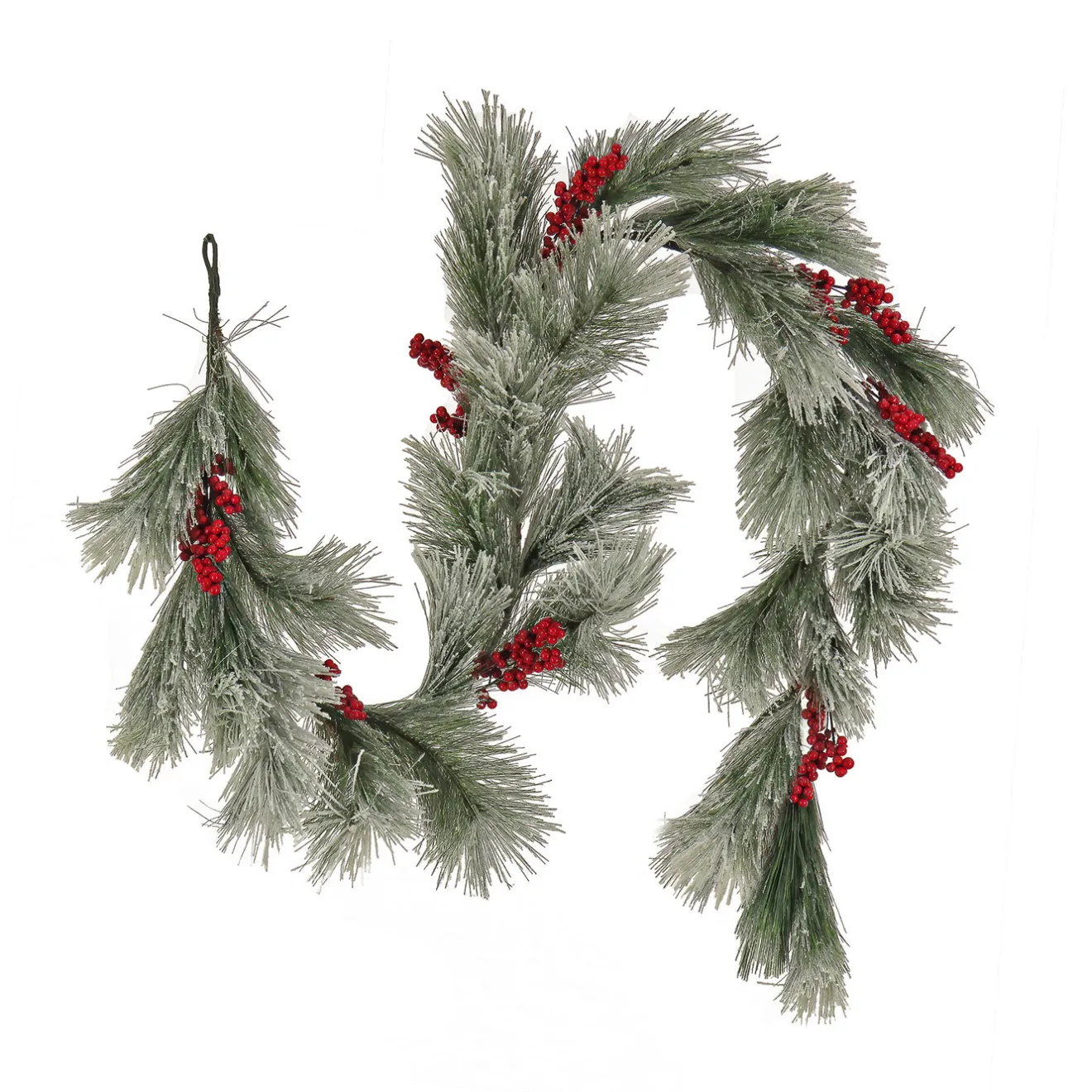 Hot 8 ft. Snowy Pine Berry Plastic Garland Unlit Christmas Garlands|7-10 Feet Christmas Garlands