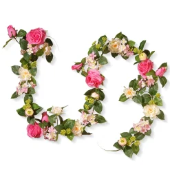 Online 6 ft. Spring Garland with Roses, Hydrangeas, Berry Clusters, Leafy Greens Garlands & Swags