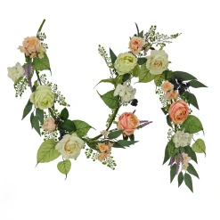 Sale 6 ft. Spring Garland with Rose Blooms, Lavender, Berry Clusters, Leafy Greens Garlands & Swags