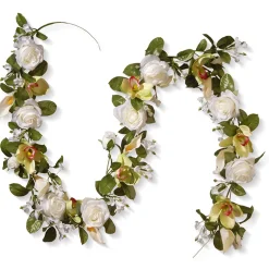 Outlet 6 ft. Spring Garland with Roses, Lilies, Berry Clusters, Leafy Greens Garlands & Swags