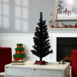 3 ft. Tinsel Collection Black Tree Full|Pre-Lit