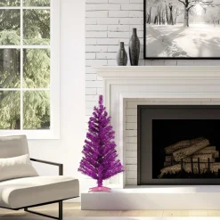 Hot 3 ft. Tinsel Collection Magenta Pink Tree Full|Pre-Lit
