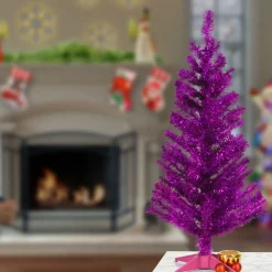 Hot 3 ft. Tinsel Collection Magenta Pink Tree Full|Pre-Lit