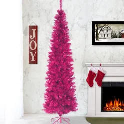 7 ft. Tinsel Collection Pink Tree Slim|Pre-Lit
