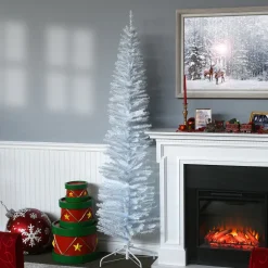 New 7 ft. Tinsel Collection White Iridescent Tree Slim|Pre-Lit