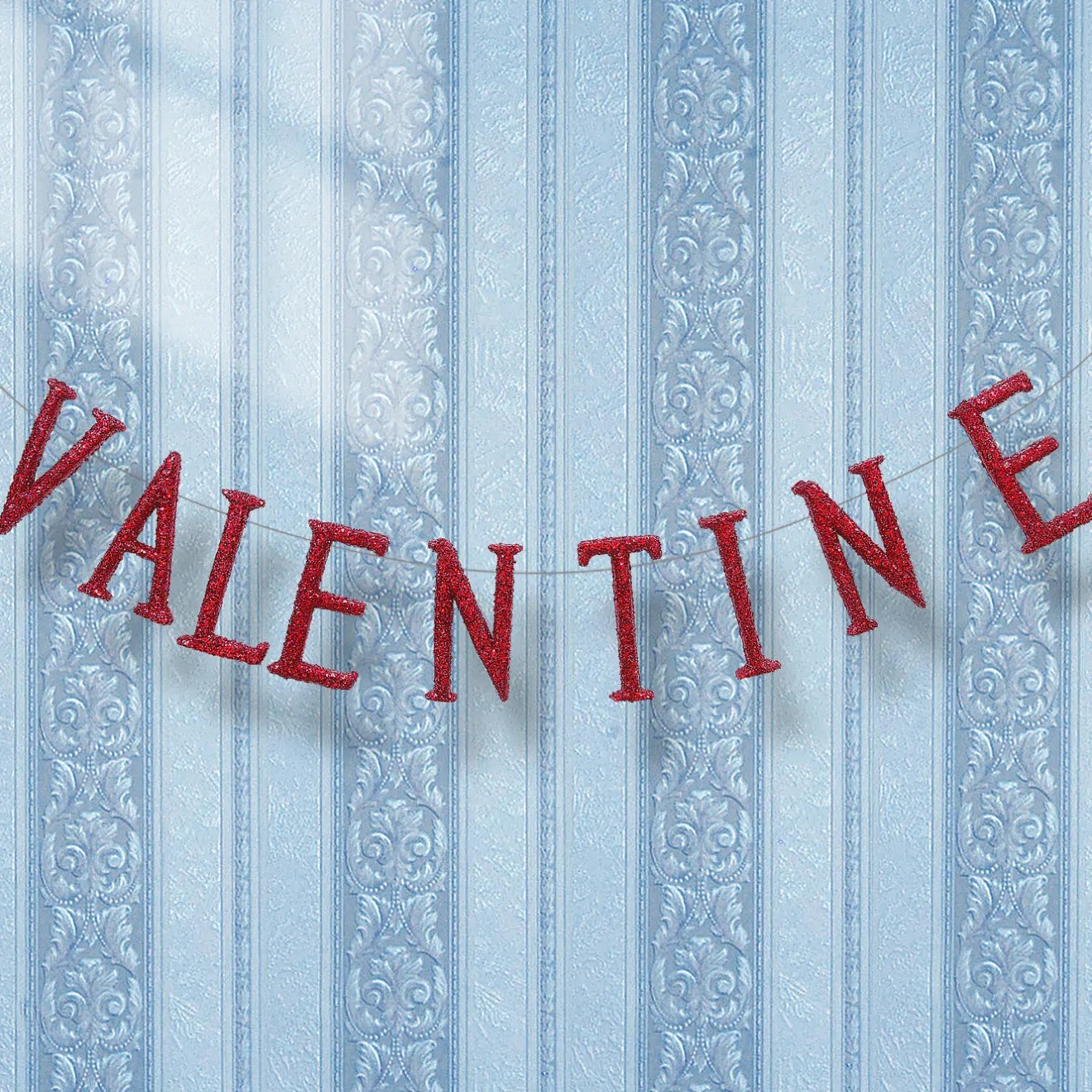 New 6 ft. Valentine's Banner Decorated with Red Glitter Decorations