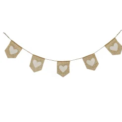 New 6 ft. Valentine's Jute Garland with Natural & White Hearts Decorations