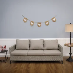 New 6 ft. Valentine's Jute Garland with Natural & White Hearts Decorations