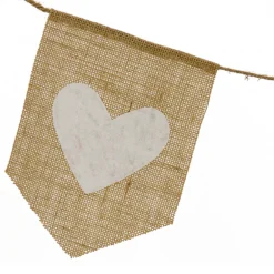 New 6 ft. Valentine's Jute Garland with Natural & White Hearts Decorations