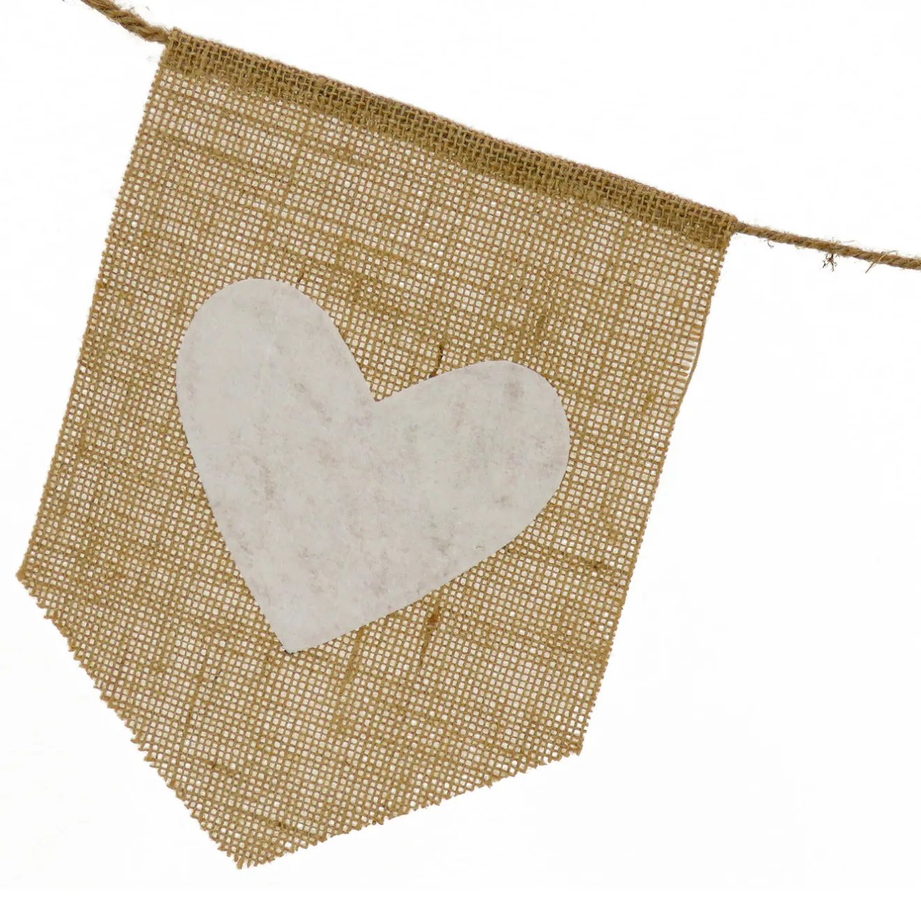 New 6 ft. Valentine's Jute Garland with Natural & White Hearts Decorations