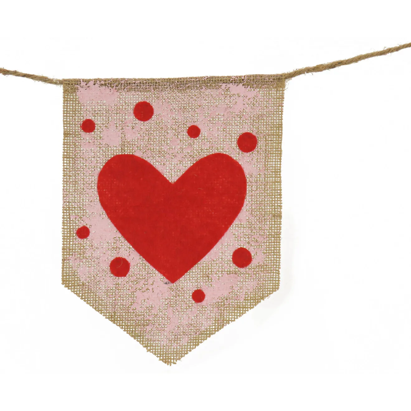 Online 6 ft. Valentine's Red Hearts and Dots Jute Garland Decorations