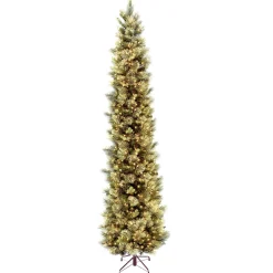 Discount 10 ft.Pre-Lit Carolina Pine Slim Tree with Clear Lights Slim|Pre-Lit