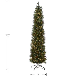 Discount 10 ft.Pre-Lit Carolina Pine Slim Tree with Clear Lights Slim|Pre-Lit