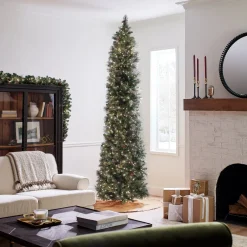 Discount 10 ft.Pre-Lit Carolina Pine Slim Tree with Clear Lights Slim|Pre-Lit