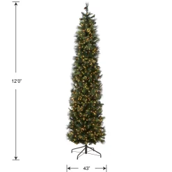 New 12 ft.Pre-Lit Carolina Pine Slim Tree with Clear Lights Slim|Pre-Lit