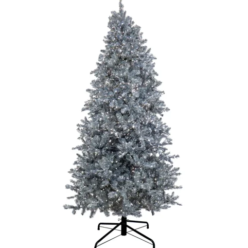 New 10 ft.Pre-Lit Christmas Matt Silver Tree Pre-Lit|Full