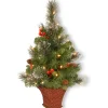 Sale 3 ft.Pre-Lit Crestwood Spruce Tree with Warm White LED Lights Slim|Pre-Lit
