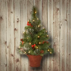 Sale 3 ft.Pre-Lit Crestwood Spruce Tree with Warm White LED Lights Slim|Pre-Lit