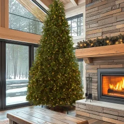 Clearance 10 ft.Pre-Lit Dunhill Fir Tree with PowerConnect Dual Color LED Lights Full|Pre-Lit