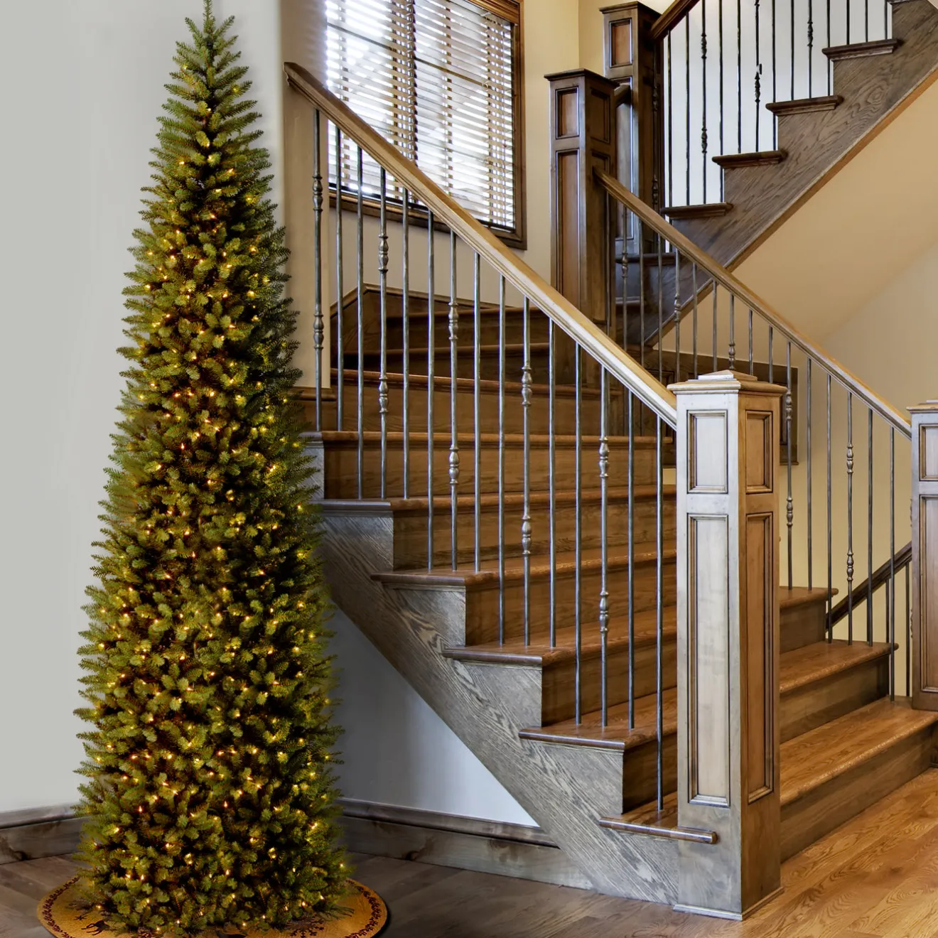 Discount 10 ft.Pre-Lit Kingswood Fir Pencil Slim Tree with Clear Lights Pencil Slim|Pre-Lit