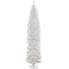 Best 12 ft.Pre-Lit Kingswood Fir White Pencil Slim Tree with Clear Lights Pre-Lit|Pencil Slim