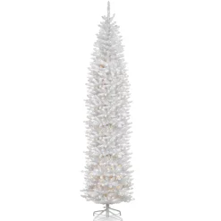 Best 12 ft.Pre-Lit Kingswood Fir White Pencil Slim Tree with Clear Lights Pre-Lit|Pencil Slim