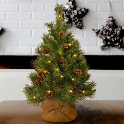 Sale 3 ft.Pre-Lit Pine Cone Tree with LED Lights Tabletop|Pre-Lit