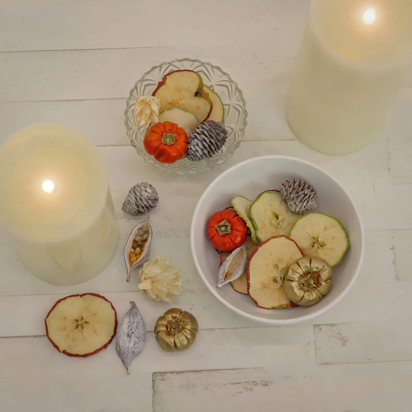 Best 6 in. 250 Gram Mixed Potpourri- Sliced Apples and White Washed Cones Decorative Accents