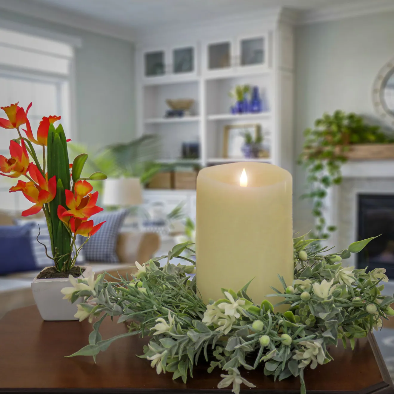 New 14 in. Spring Table Wreath with Mixed Foliage and Blossom Wreaths