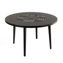 Clearance 48 in. All Weather Round Dining Table, Black Finish, Cast Aluminum, Darby Collection Patio Furniture