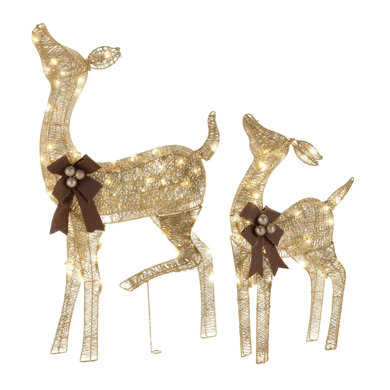 Hot 38 in. and 28 in. Pre-Lit Fawn with Doe Decoration Yard Decorations