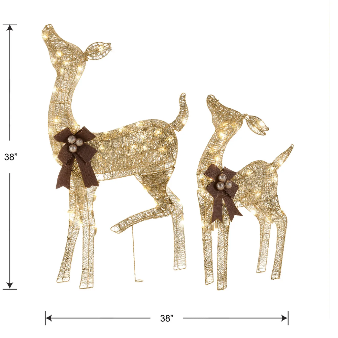 Hot 38 in. and 28 in. Pre-Lit Fawn with Doe Decoration Yard Decorations