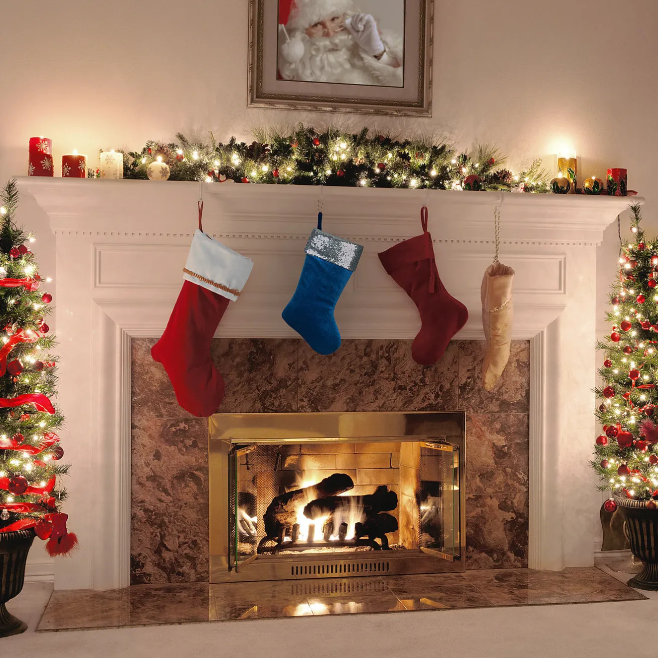 New 19 in. Arctic Lights Collection Blue Velvet Stocking Stockings