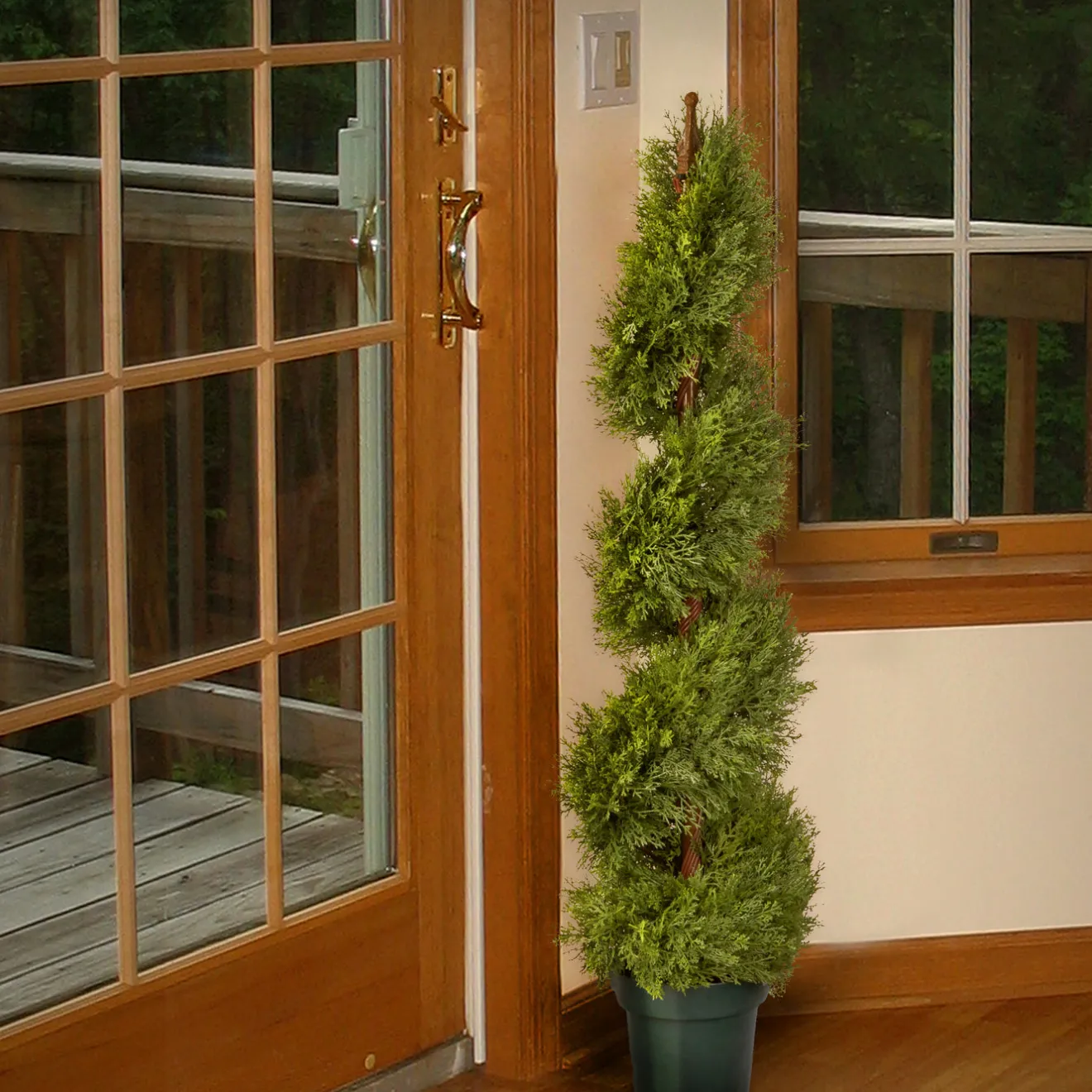 Hot 48 in. Artificial Juniper Slim Spiral Tree in Growers Pot Potted Plants|Topiaries & Shrubs