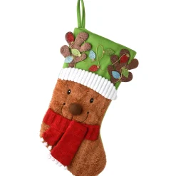New 20 in. Be Merry Collection Novelty Teddy Bear Christmas Stocking, Red Scarf and Green Hat Stockings