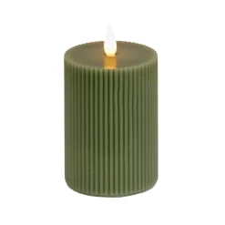 5 in. by 9 in. HGTV Home Collection Flameless Georgetown Pillar Candle, Dk Green Decorative Accents