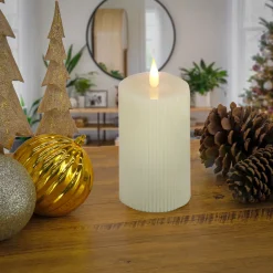 Discount 5 in. by 9 in. HGTV Home Collection Flameless Georgetown Pillar Candle, Ivory Decorative Accents