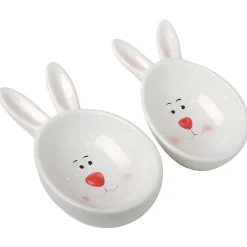 Discount 3 in. by 4 in. by 7 in. Easter Bunny Candy Dishes, White, Easter Collection, Set of 2 Table Decorations