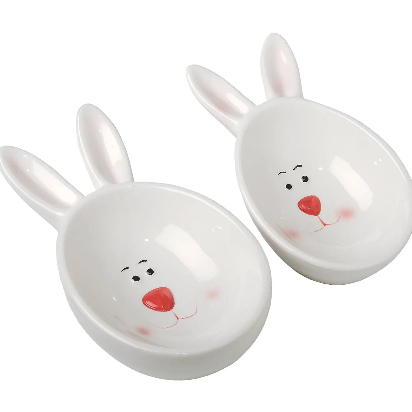 Discount 3 in. by 4 in. by 7 in. Easter Bunny Candy Dishes, White, Easter Collection, Set of 2 Table Decorations