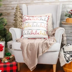 18 in. by 18 in. HGTV Falala Embroidered Pillow Pillows & Throws