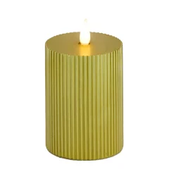 Clearance 4 in. by 8 in. HGTV Home Collection Flameless Georgetown Pillar Candle, Gold Decorative Accents