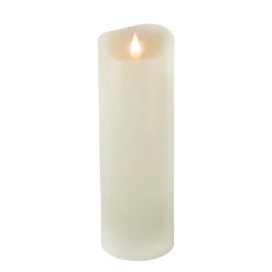3 in. by 9 in. HGTV Home Collection Flameless Heritage Pillar Candle, Ivory Decorative Accents