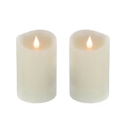 Hot 2 in. by 5 in. HGTV Home Collection Flameless Heritage Pillar Candle Pair, Ivory Decorative Accents