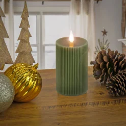 Hot 4 in. by 10 in. HGTV Home Collection Flameless Georgetown Pillar Candle, Dk Green Decorative Accents