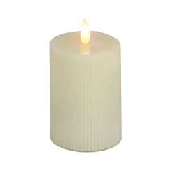 3 in. by 7 in. HGTV Home Collection Flameless Georgetown Pillar Candle, Ivory Decorative Accents