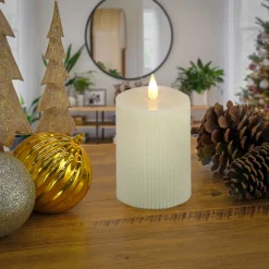 Hot 4 in. by 10 in. HGTV Home Collection Flameless Georgetown Pillar Candle, Ivory Decorative Accents