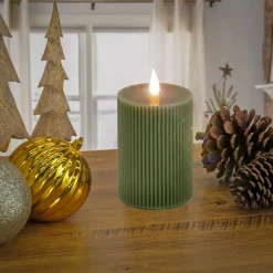 Hot 5 in. by 11 in. HGTV Home Collection Flameless Georgetown Pillar Candle, Dk Green Decorative Accents